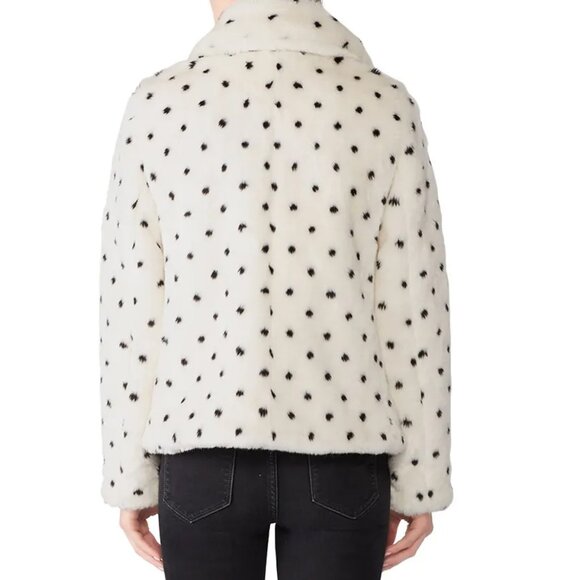 La Vie Rebecca Taylor Polka Dot Spotted Faux Fur Coat Jacket - Picture 12 of 13